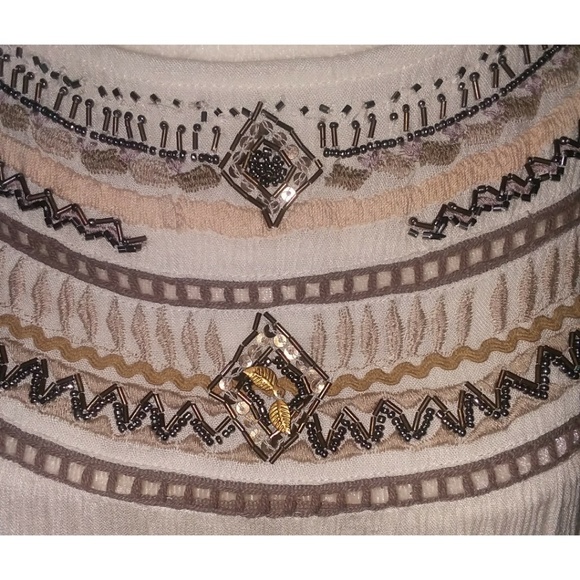 FREE PEOPLE Ribbons & Rows White Beaded Dress S - Picture 6 of 8